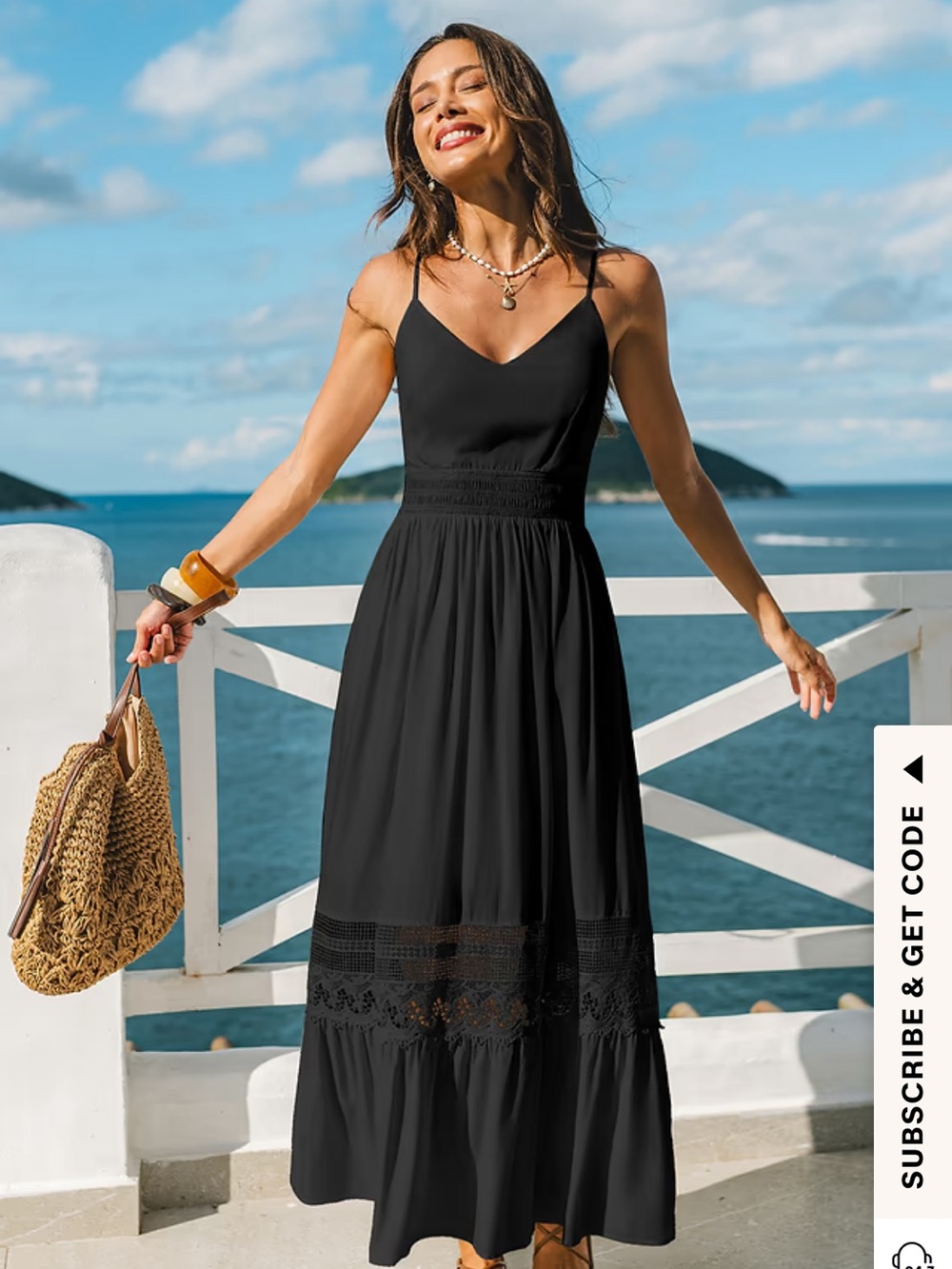Cupshe Black Spaghetti-Strap Maxi Dress - XS NWT